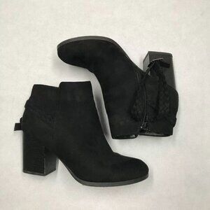 Soda Alexis Ankle Boots Womens 8.5 Black Block Buckle Heels Block Heels Side Zip